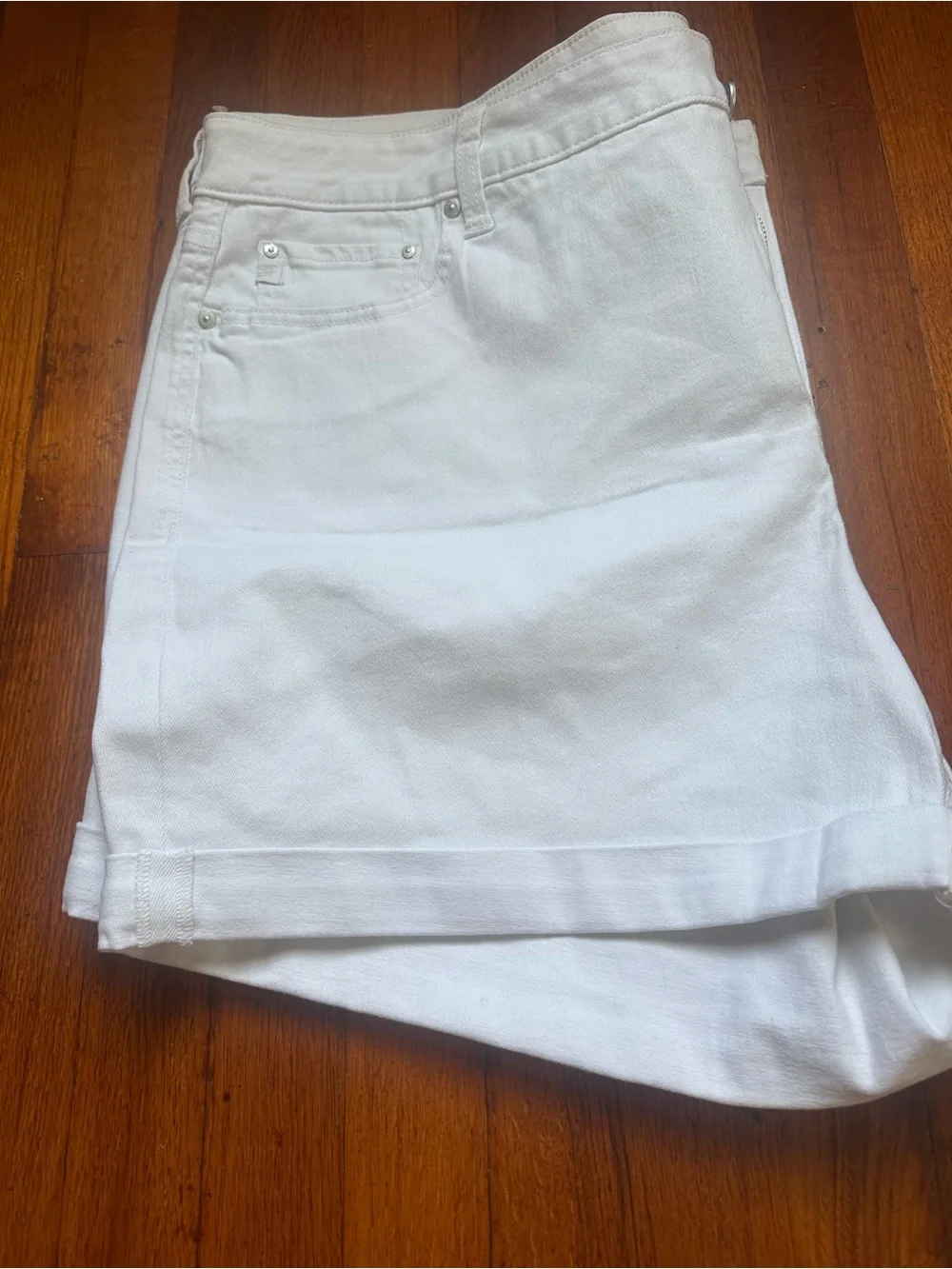 Seven7 White Cuffed Denim Weekend Shorts